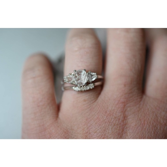Engagement ring set, raw diamond ring raw stone ring alternative engagem… - Picture 1 of 5